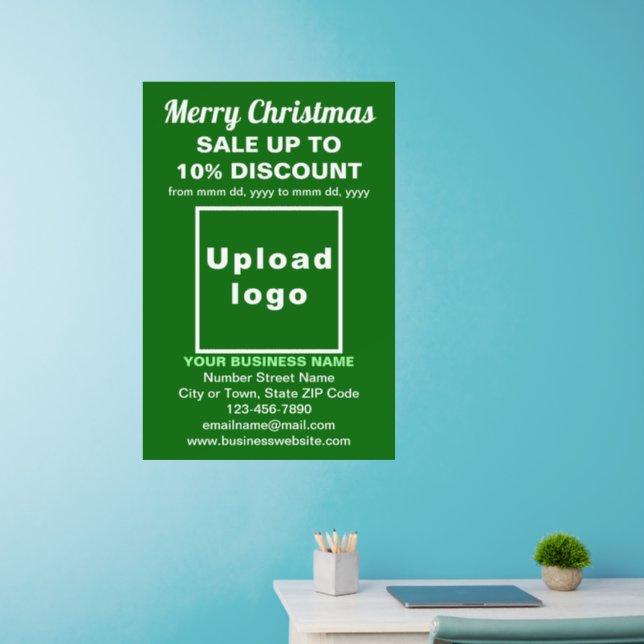 Business Christmas Sale on Green Wall Decal (Home Office)