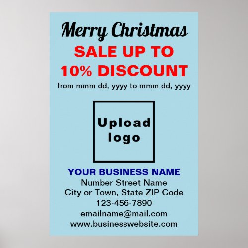 Business Christmas Sale on Light Blue Poster