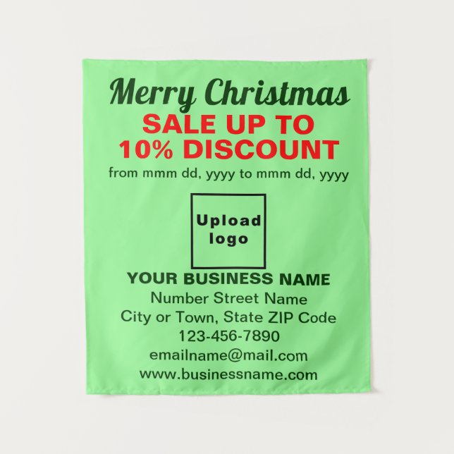 Business Christmas Sale on Light Green Tapestry (Front)