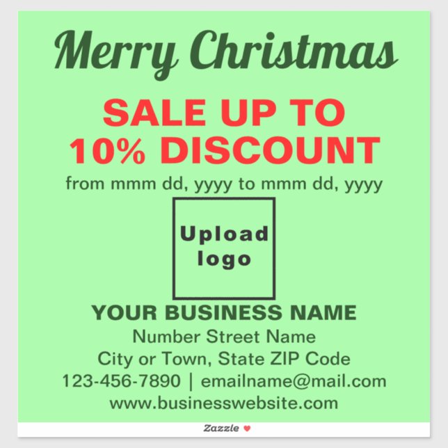 Business Christmas Sale on Light Green Vinyl Sticker (Sheet)