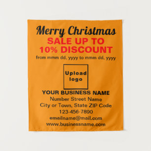Business Christmas Sale on Orange Color Tapestry
