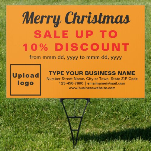 Business Christmas Sale on Orange Color Yard Sign
