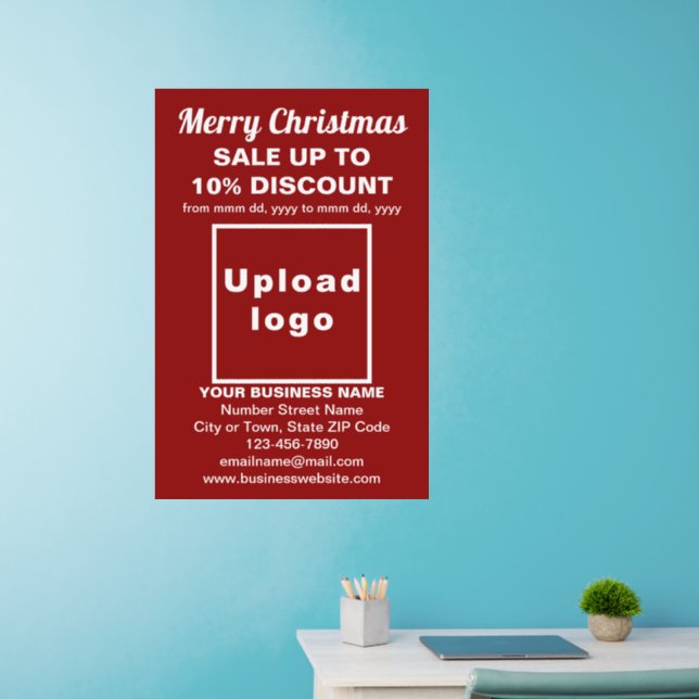 Business Christmas Sale on Red Wall Decal (Home Office)
