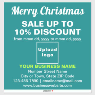 Business Christmas Sale on Teal Green Vinyl Sticker