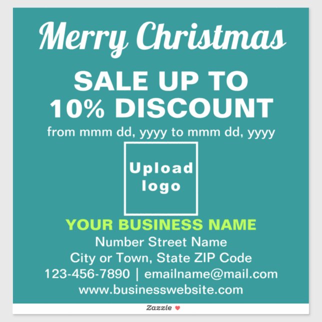 Business Christmas Sale on Teal Green Vinyl Sticker (Sheet)
