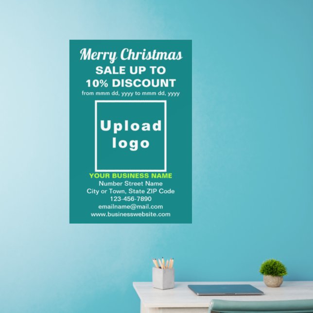 Business Christmas Sale on Teal Green Wall Decal (Home Office)