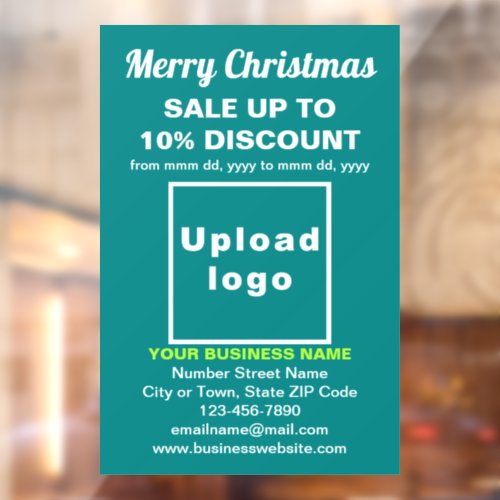 Business Christmas Sale on Teal Green Window Cling