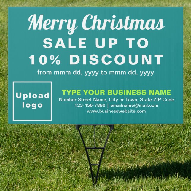 Business Christmas Sale on Teal Green Yard Sign (Insitu)