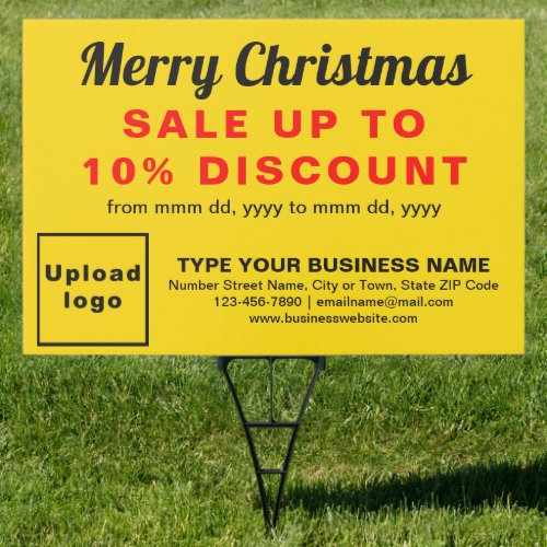 Business Christmas Sale on Yellow Yard Sign