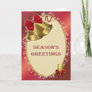 Business Christmas 'Season's Greetings' with bells Holiday Card
