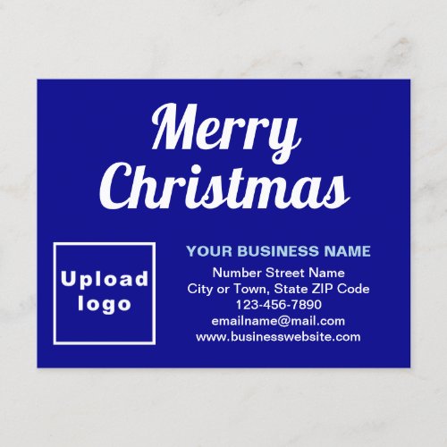 Business Christmas Small Blue Flat Holiday Card