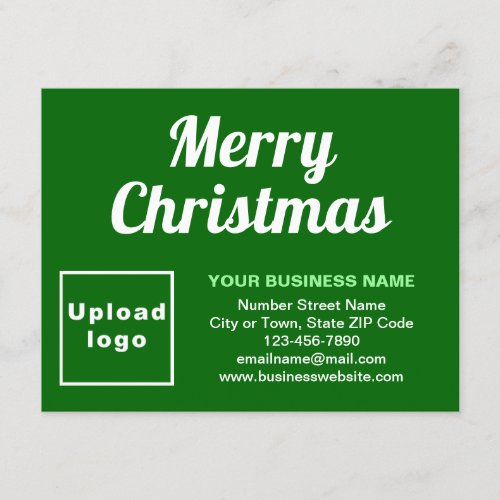 Business Christmas Small Green Flat Holiday Card