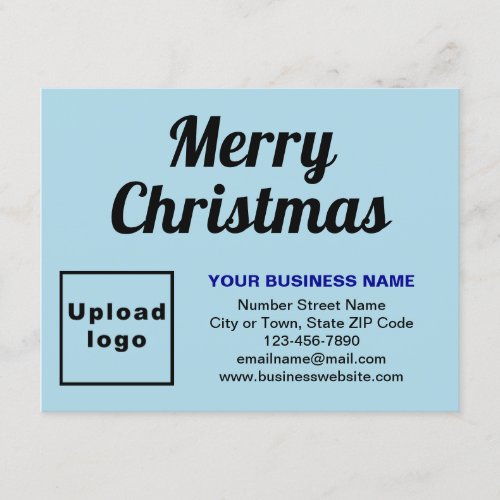 Business Christmas Small Light Blue Flat Holiday Card