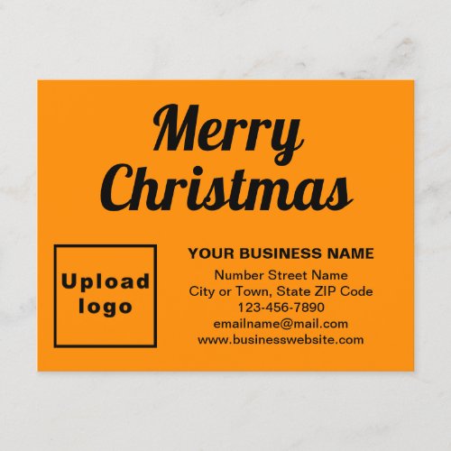 Business Christmas Small Orange Color Flat Holiday Card