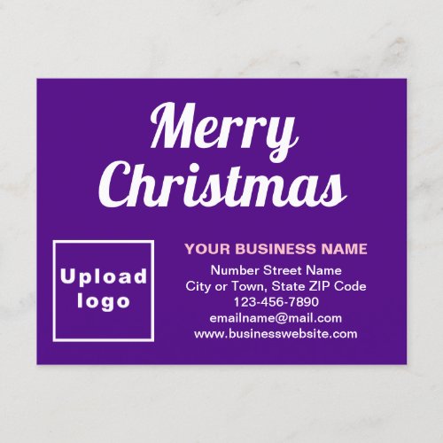 Business Christmas Small Purple Flat Holiday Card