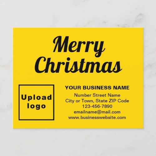 Business Christmas Small Yellow Flat Holiday Card
