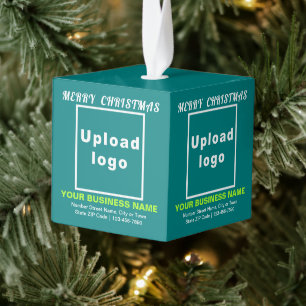 Business Christmas Teal Green Cube Ornament