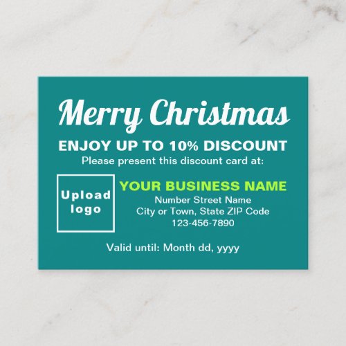 Business Christmas Teal Green Discount Card