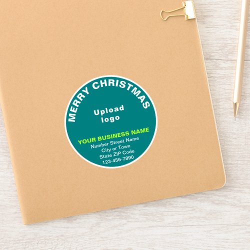 Business Christmas Teal Green Round Vinyl Sticker
