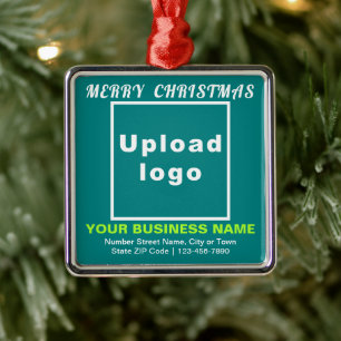 Business Christmas Teal Green Square Ornament