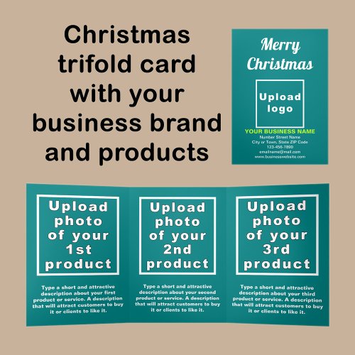 Business Christmas Teal Green Trifold Card