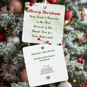Business Christmas Thank Client for Referral Metal Ornament