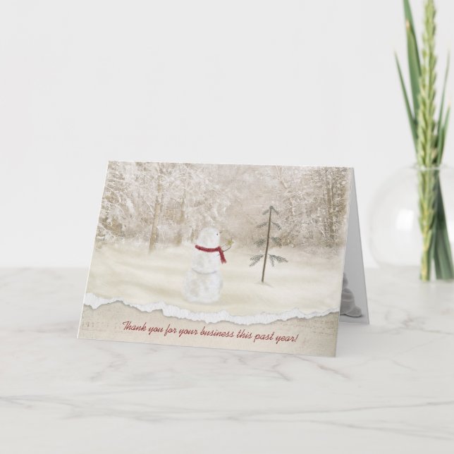 Business Christmas Thank You with snowman (Front)