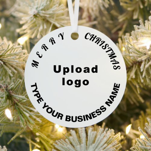 Business Christmas White Circle Metal Ornament