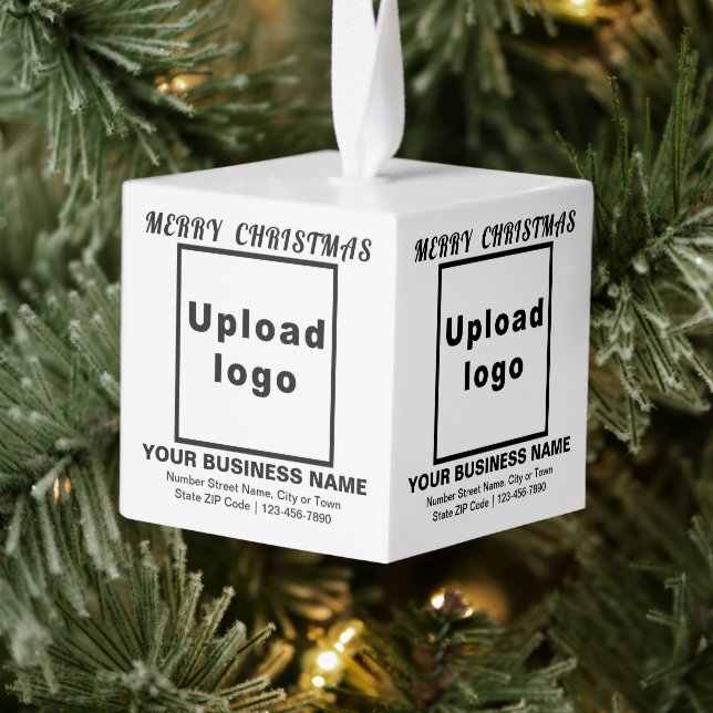 Business Christmas White Cube Ornament (Tree)
