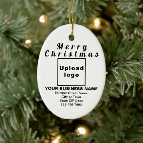 Business Christmas White Oval Ceramic Ornament 