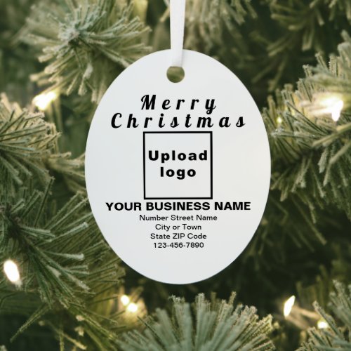 Business Christmas White Oval Metal Ornament