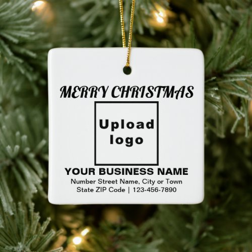 Business Christmas White Square Ceramic Ornament