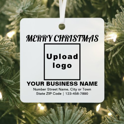 Business Christmas White Square Metal Ornament