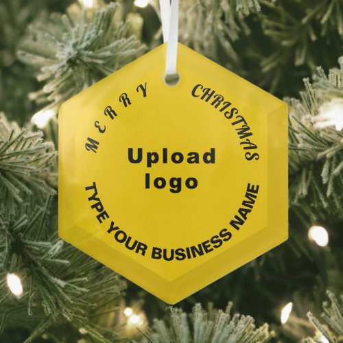 Business Christmas Yellow Glass Hexagon Ornament