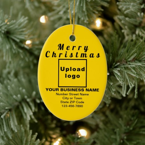 Business Christmas Yellow Oval Ceramic Ornament 