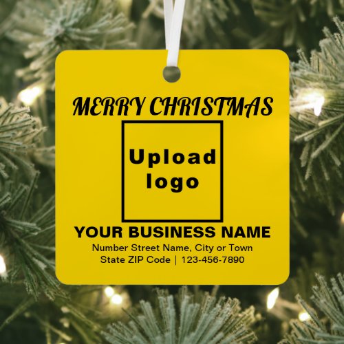 Business Christmas Yellow Square Metal Ornament