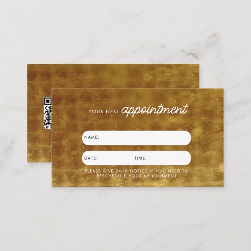 Business Client Appointment Card QR Code Gold