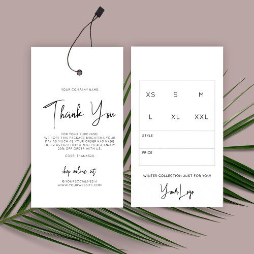 Business Clothing Thank You Logo Label Hang Tag