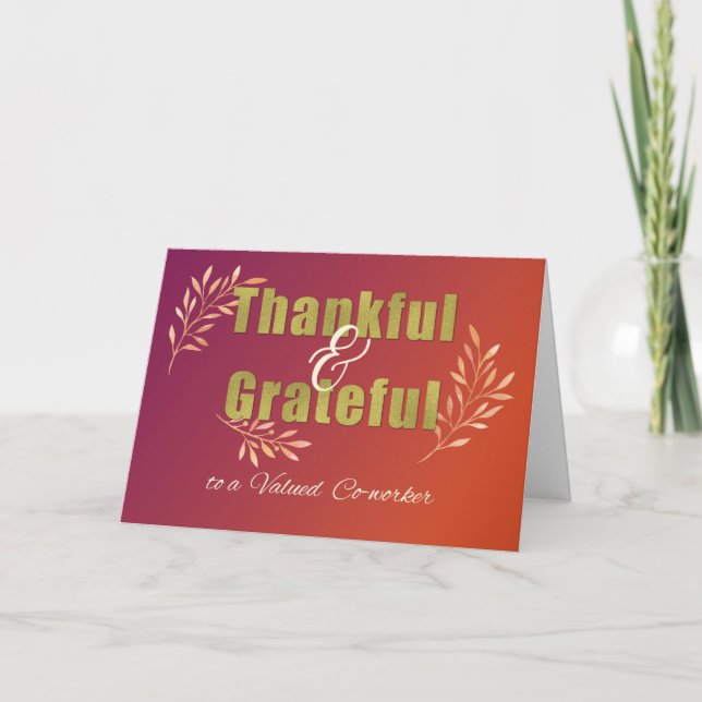 Business Co-worker Grateful at Thanksgiving Card (Front)