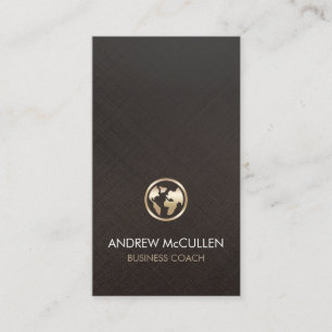 Business Coach Faux Gold Globe Icon  Business Card