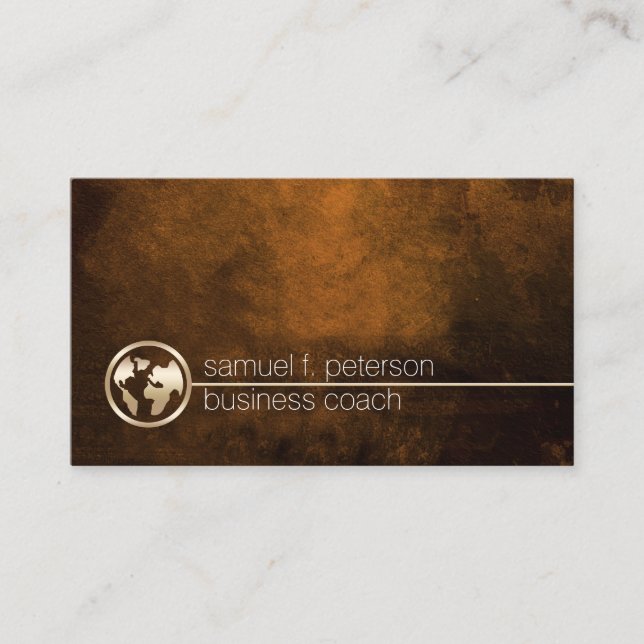 Business Coach Gold Globe Icon Professional Business Card (Front)