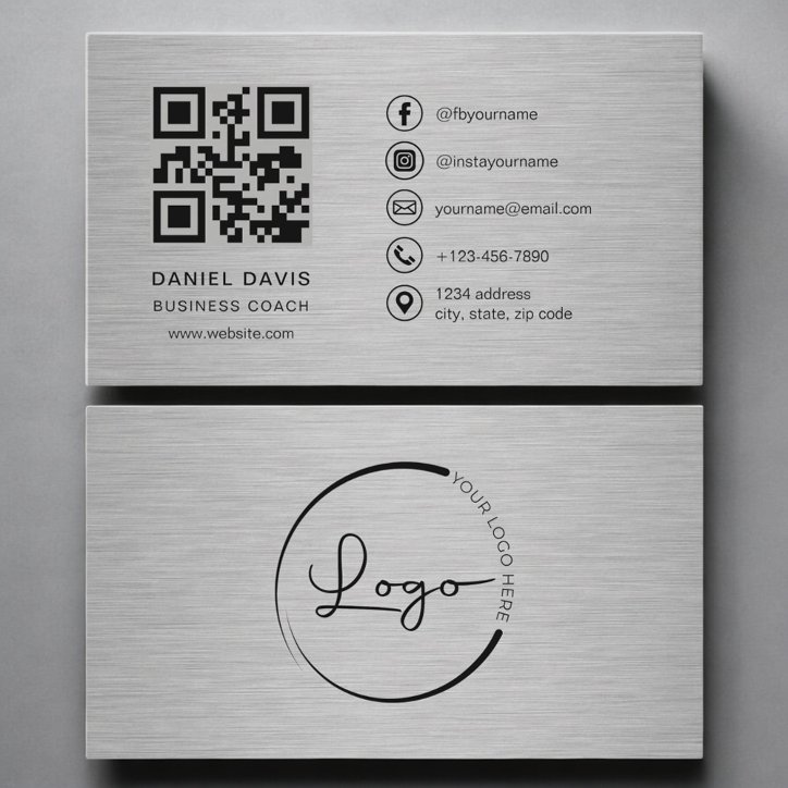 Business Coach Metal QR Code Card