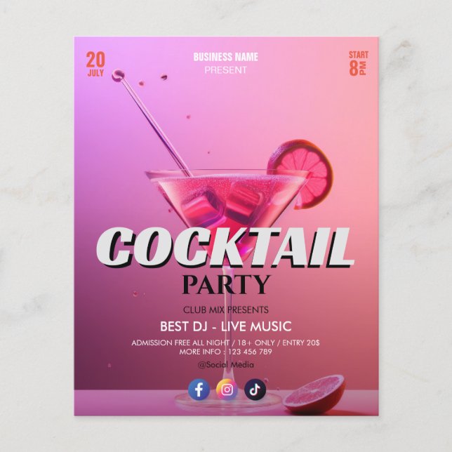 Business Cocktail Event | Pink Sweet Party  Flyer (Front)