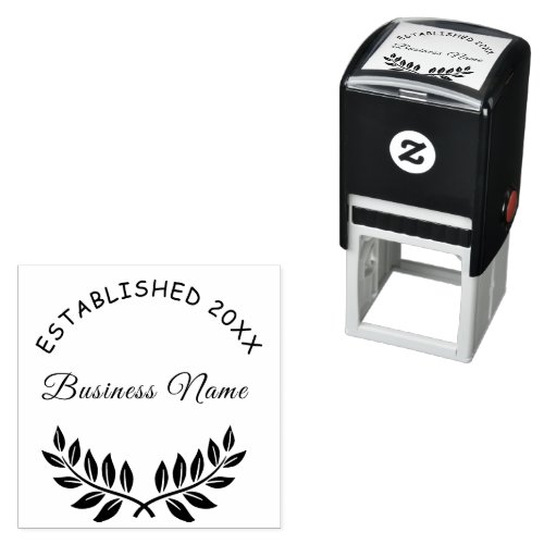 Business comapany name classic laurel wreath self_inking stamp