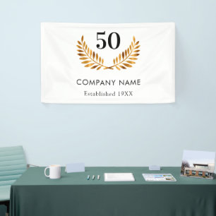 Business comapany name established white gold banner