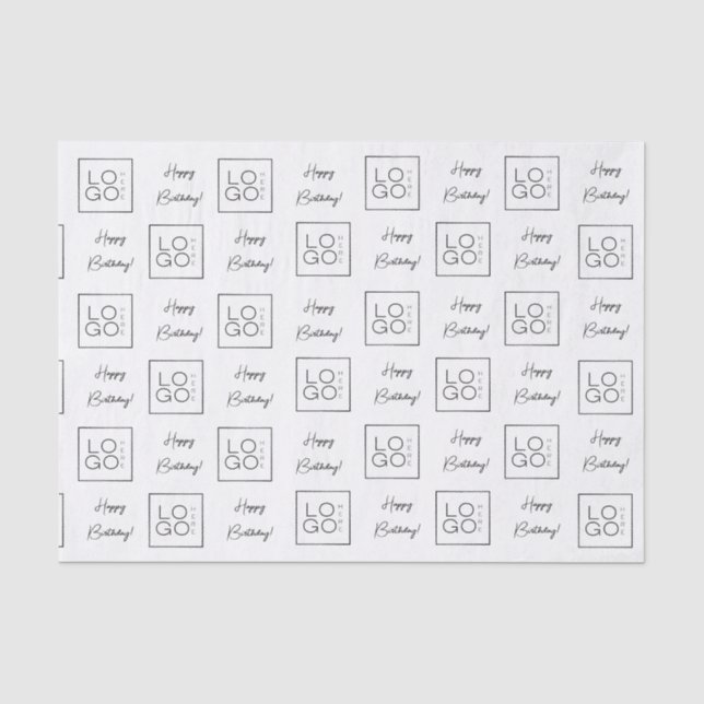 Business Company Add Custom Logo Happy Birthday Tissue Paper (Front)