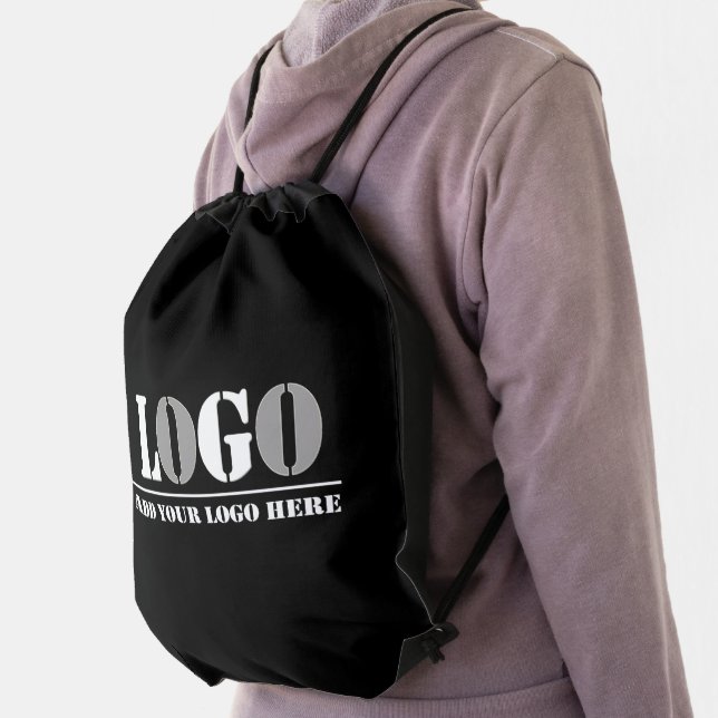 Business Company Black Create Your Own Picture   Drawstring Bag (Insitu)
