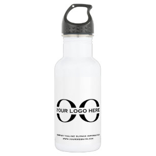 Business Company Corporate Logo Minimalist White Stainless Steel Water Bottle