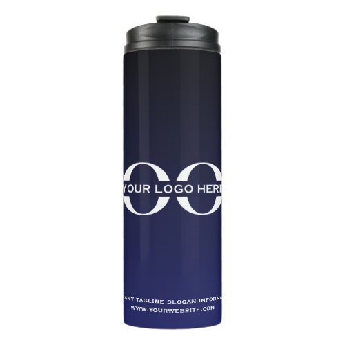 Business Company Corporate Logo Navy Blue Thermal Tumbler