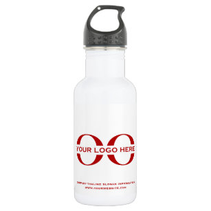 Business Company Corporate Logo White Red Stainless Steel Water Bottle